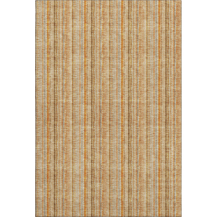 10' X 14' Striped Washable Area Rug With UV Protection (677567) - Peach / Beige / Orange