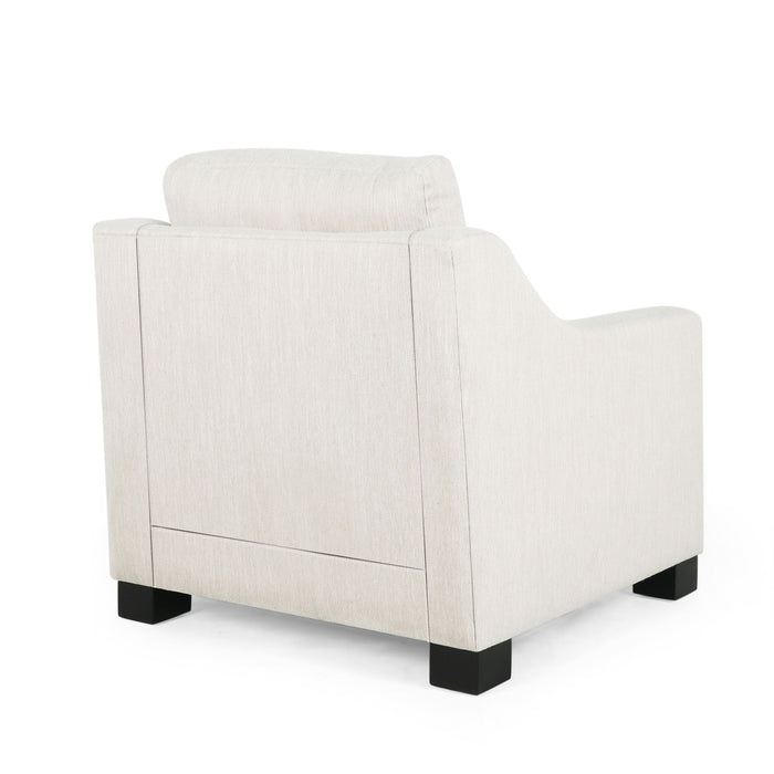 Fabric And Wood Arm Chair - Beige / Black
