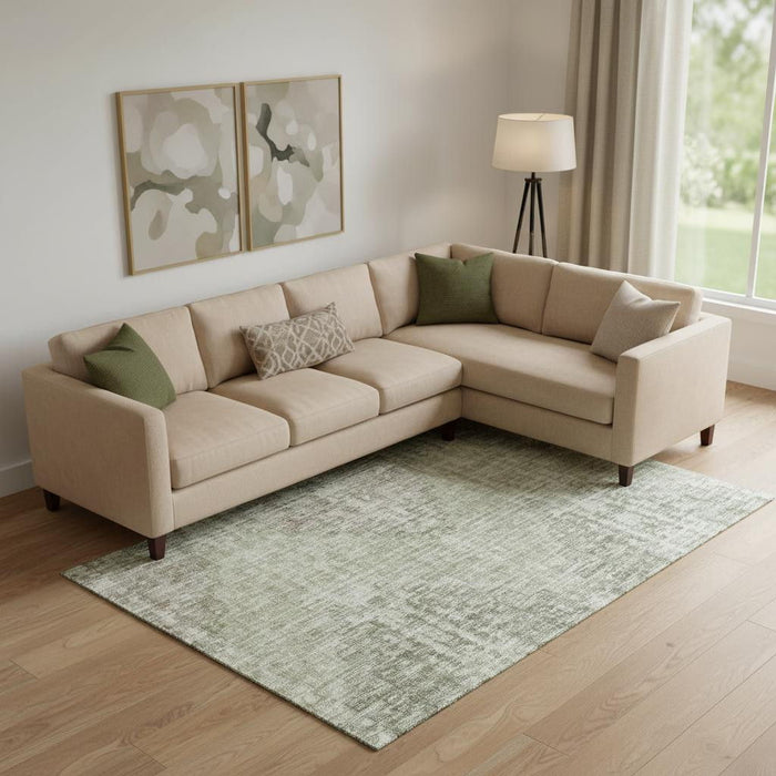 10' X 14' Geometric Washable Area Rug With UV Protection (710465) - Fern Green / Taupe