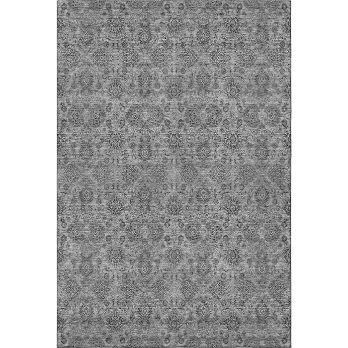 10' X 14' Floral Washable Area Rug With UV Protection (656825) - Gray / Silver