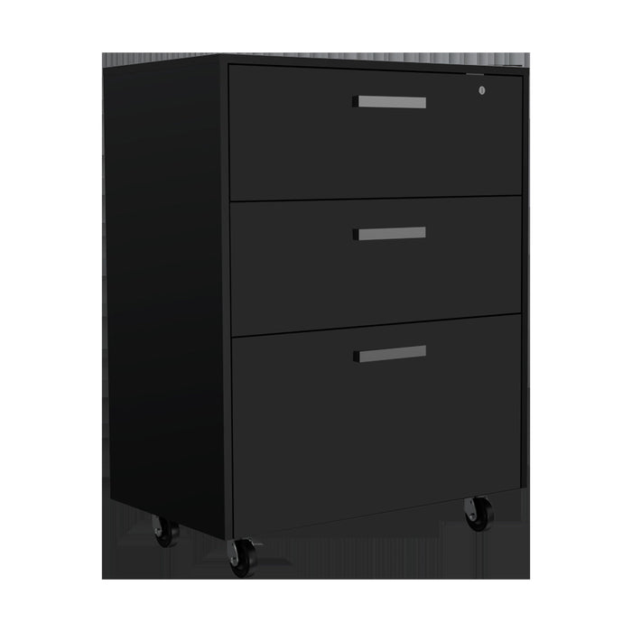 Wall mounted Accent Cabinet With Nine Shelves And Three Drawers - Black