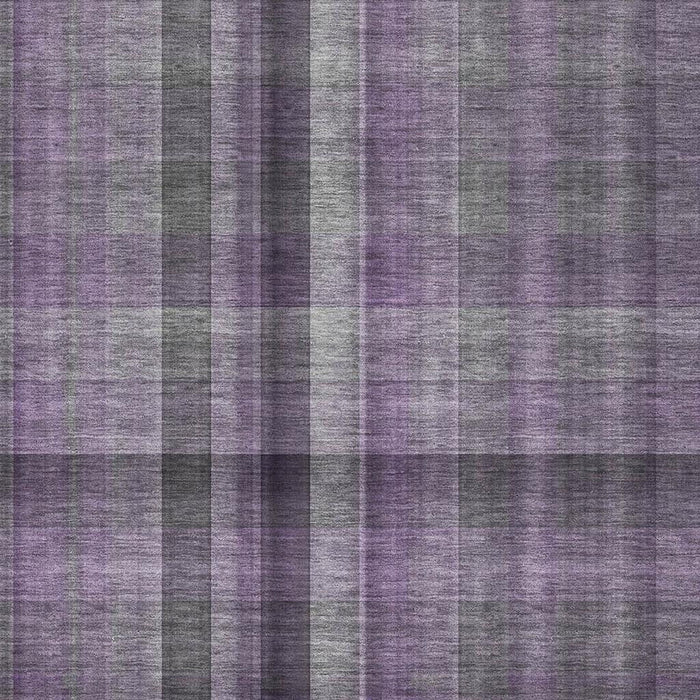 9' X 12' Plaid Washable Area Rug With UV Protection (648513) - Purple / Gray