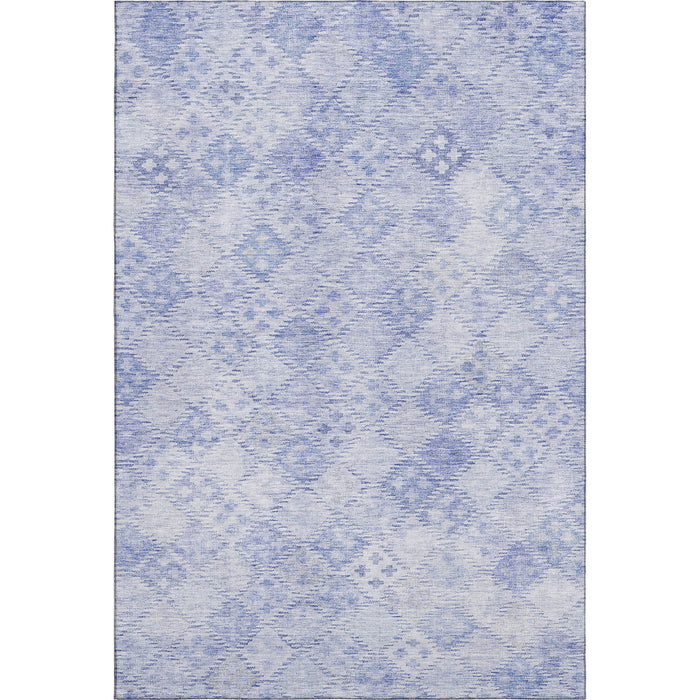 10' X 14' Geometric Washable Area Rug With UV Protection (683854) - Sky Blue / Ivory