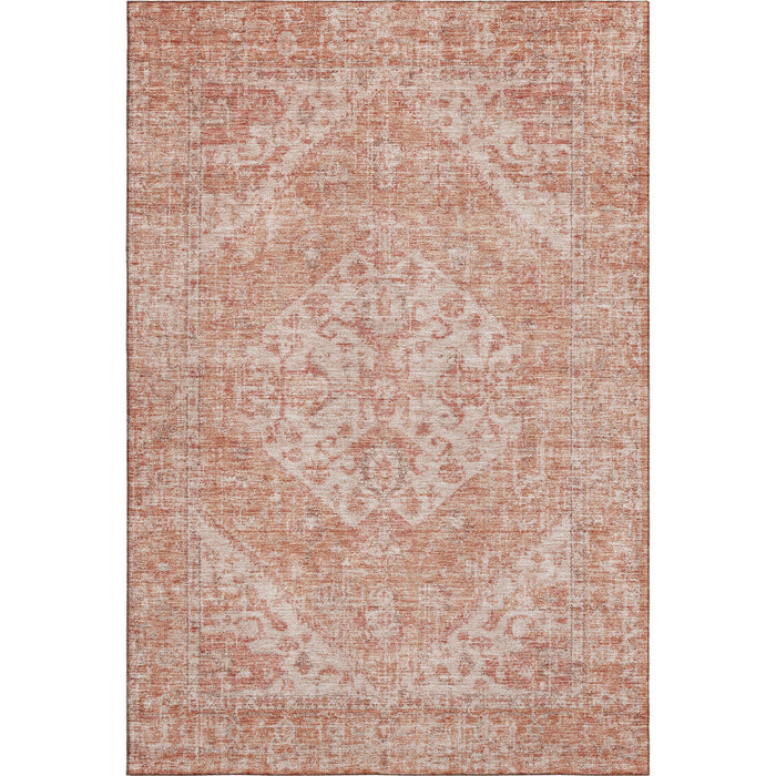 10' X 14' Medallion Washable Area Rug With UV Protection (684364) - Coral / Beige