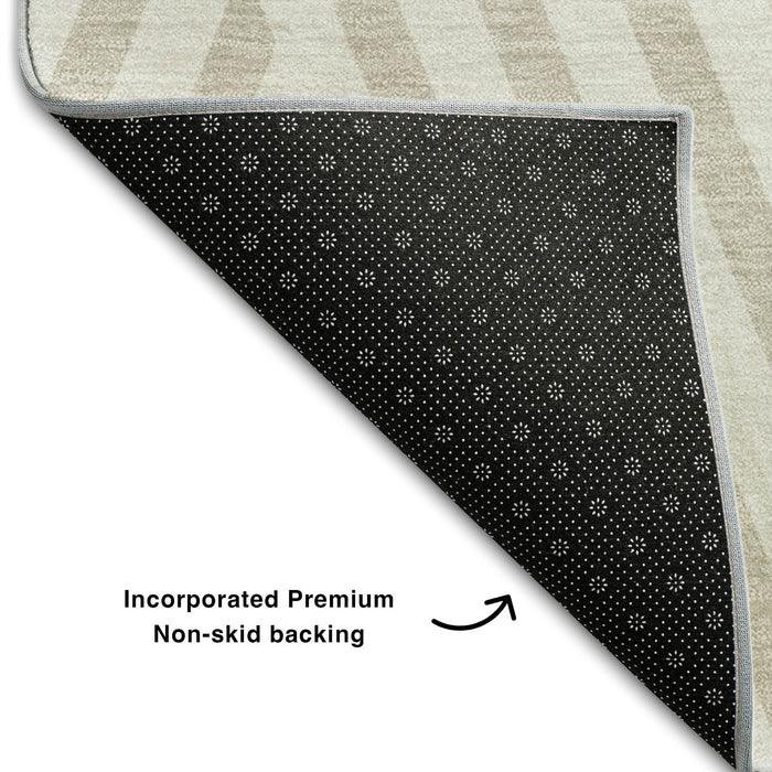 10' X 14' Geometric Washable Area Rug With UV Protection (648550) - Ivory / Beige