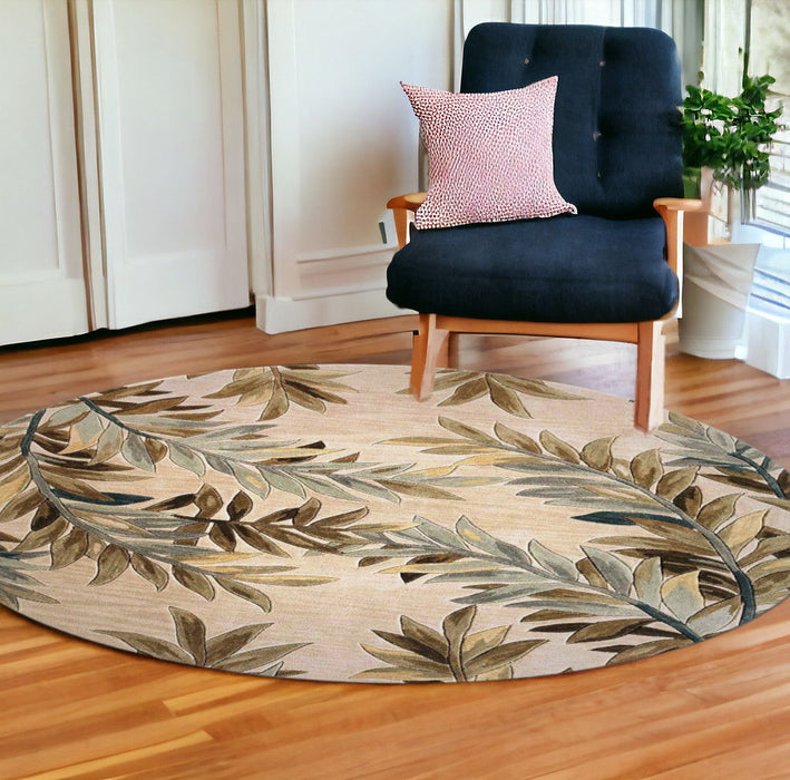 7' Round Wool Area Rug - Ivory