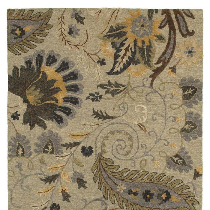 9' X 12' Wool Floral Hand Tufted Area Rug (712794) - Beige / White