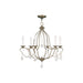 26-inch six-light dimmable chandelier with fabric shades in antiqued brass finish, featuring elegant chandelier design by HomeRoots