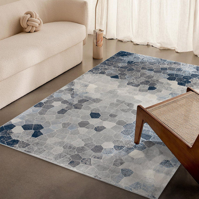 8' x 11' Cobblestone Pattern Area Rug - Navy Blue
