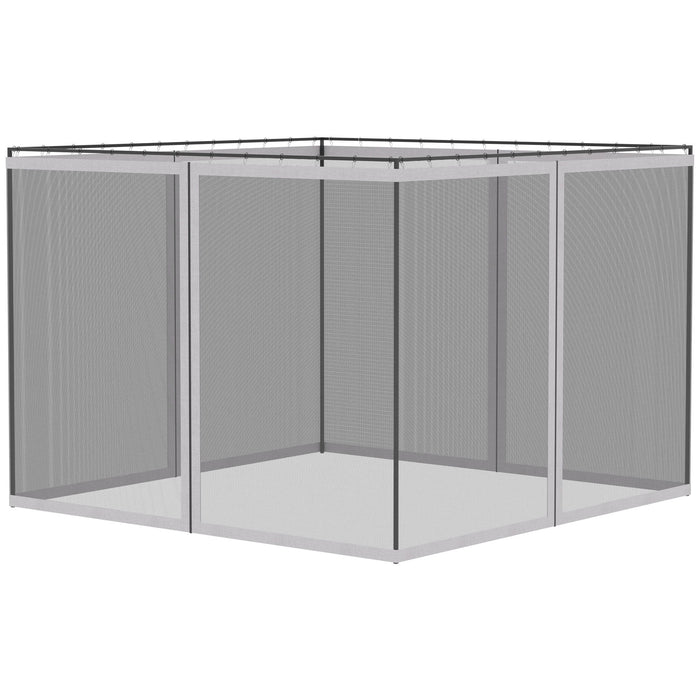 White mesh sidewall netting for patio gazebos and canopy tents, with zippers, designed for Giga 10' x 13' outdoor umbrellas and canopies