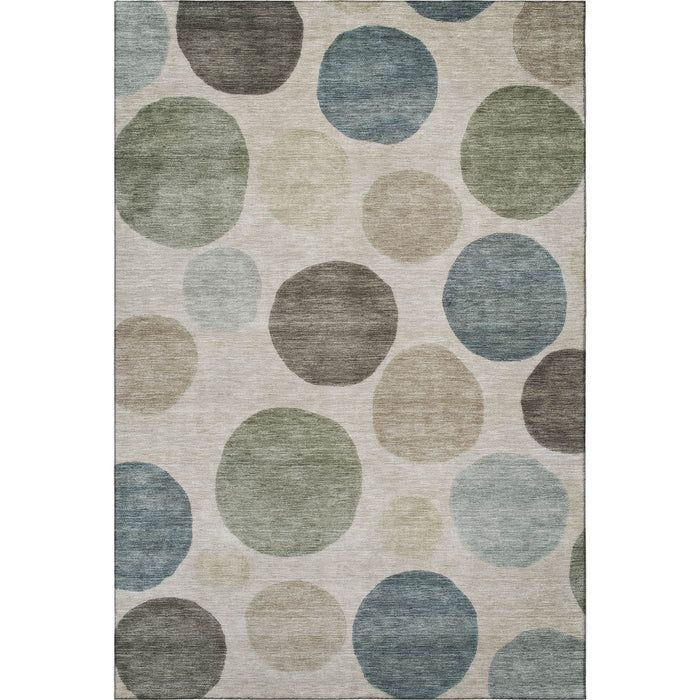10' X 14' Geometric Washable Area Rug With UV Protection (716833) - Khaki / Teal