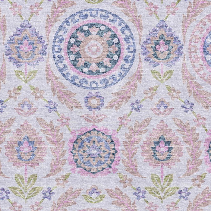 8' X 10' Transitional Floral Washable Area Rug With UV Protection - Blush