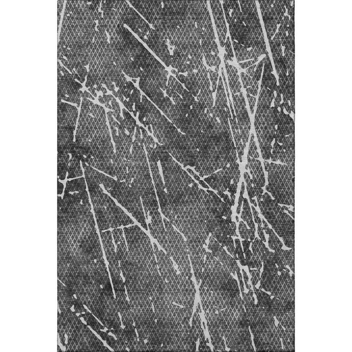 10' X 14' Abstract Washable Area Rug With UV Protection (652833) - Charcoal / Ivory