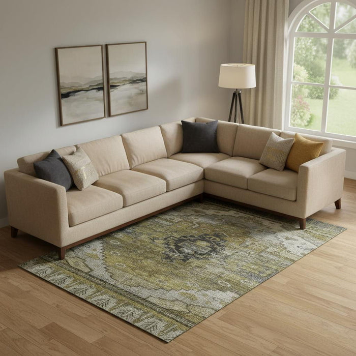 10' X 14' Oriental Washable Area Rug With UV Protection (701027) - Brown / Ivory / Gray