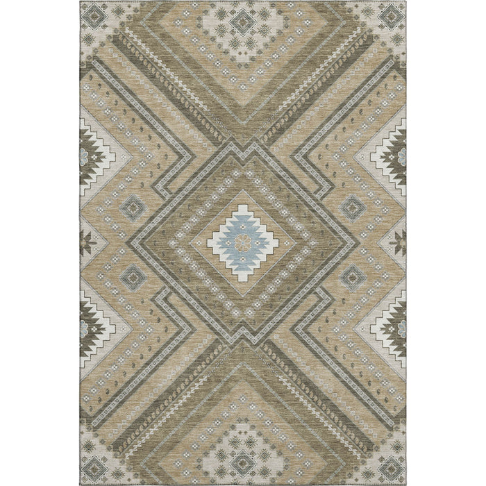 10' X 14' Tribal Washable Area Rug With UV Protection (679252) - Beige / Ivory / Gray