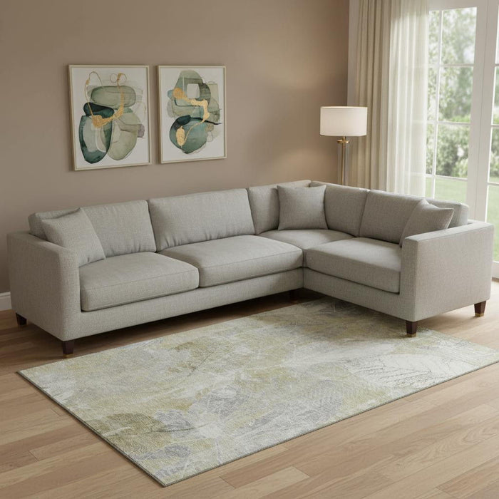 10' X 14' Floral Washable Area Rug With UV Protection (705731) - Beige / Tan