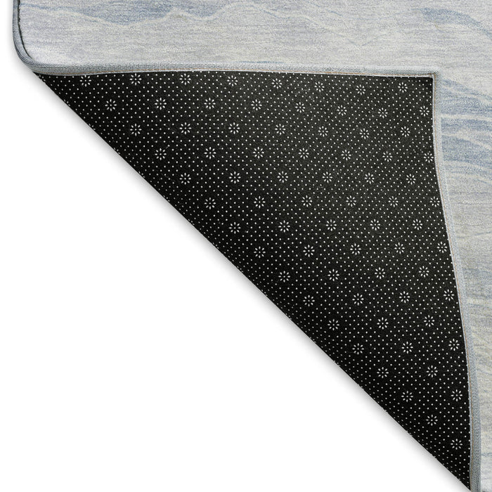10' X 14' Striped Washable Area Rug With UV Protection (692523) - Sky Blue / Ivory