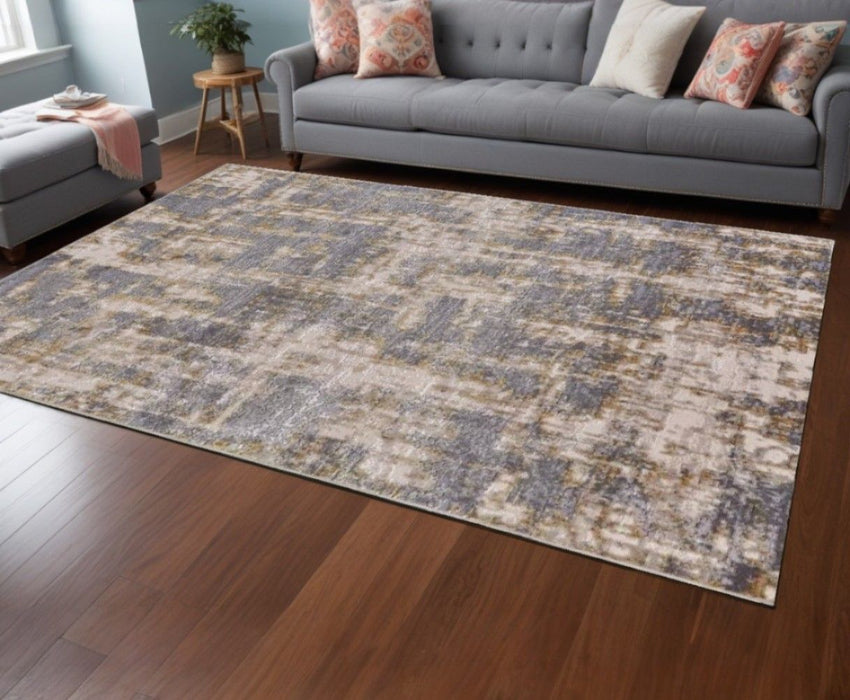 12' x 15' Abstract Area Rug - Gray And Gold