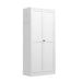 White Giga kitchen pantry cabinet with adjustable shelves and heavy-duty design, freestanding accent storage cabinet.