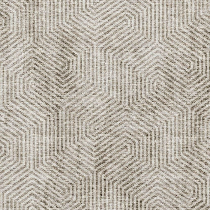 10' X 14' Geometric Washable Area Rug With UV Protection (672536) - Taupe / Beige