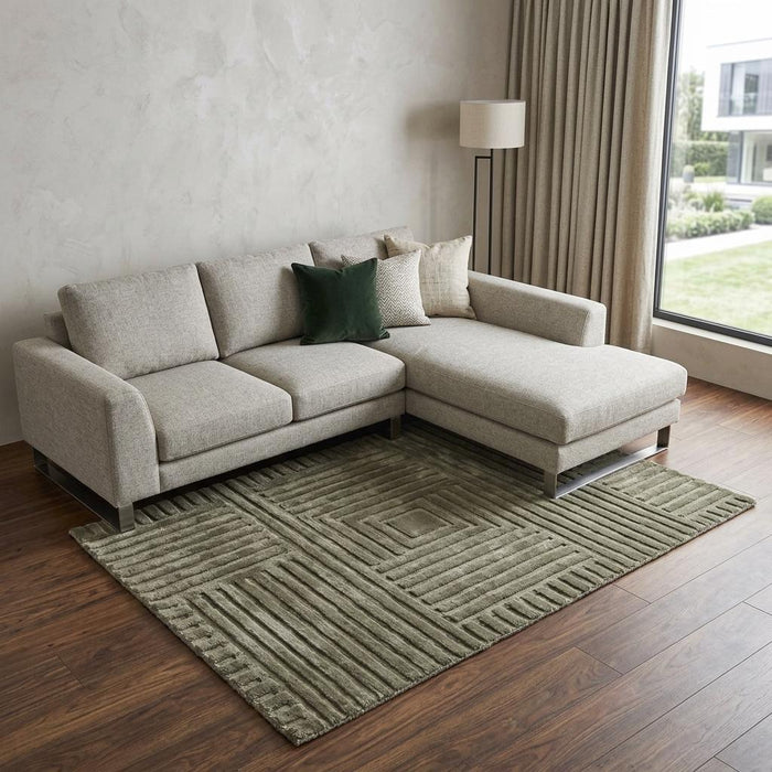 8' X 10' Wool Geometric Hand Knotted Area Rug (744234) - Green / Taupe / Blue
