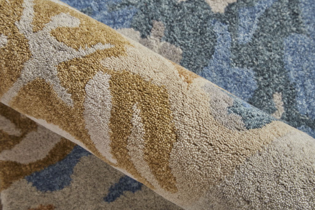 5' x 8' Wool Abstract Hand Tufted Area Rug - Blue And Gray