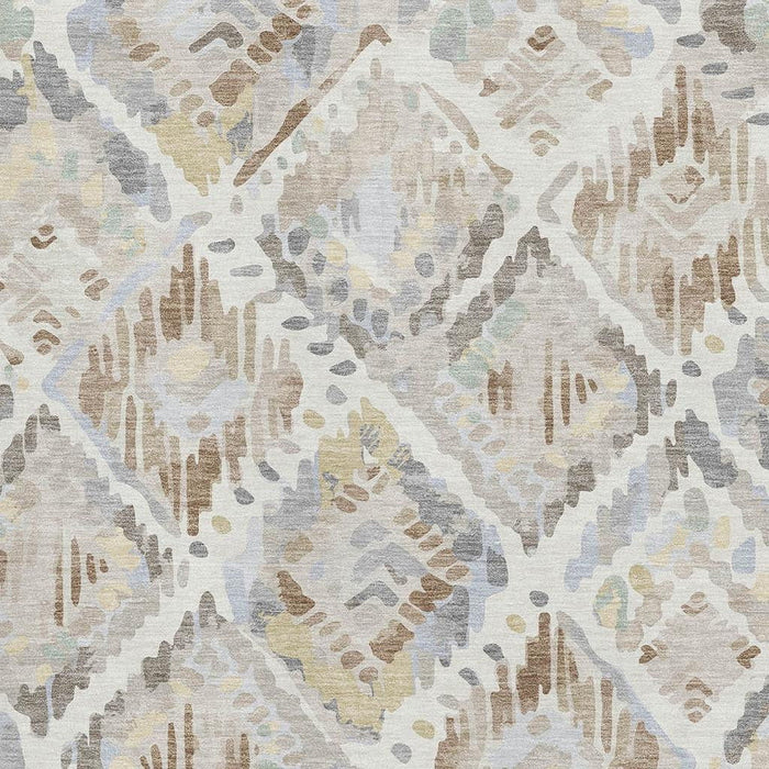 10' X 14' Geometric Washable Area Rug With UV Protection (693024) - Ivory / Brown / Gray