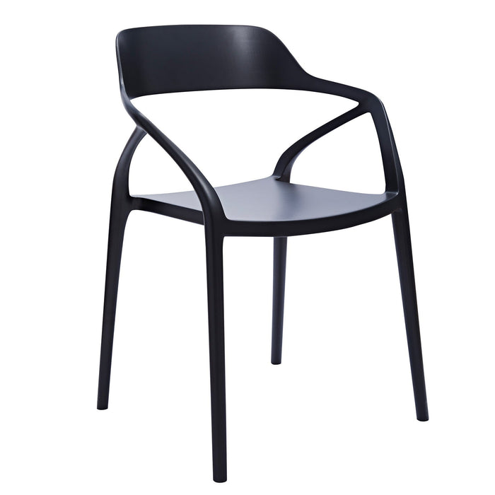 Heavy Duty Plastic Open Back Dining Arm Chairs (Set of 4) - Black