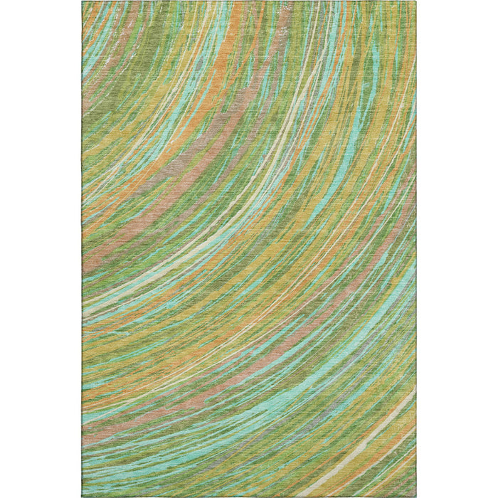 10' X 14' Abstract Washable Area Rug With UV Protection (717620) - Green / Peach