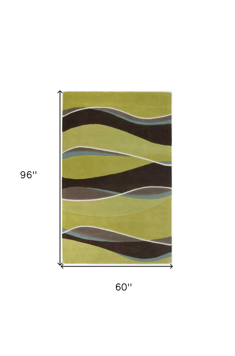 5' x 8' Wool Area Rug - Lime Or Mocha