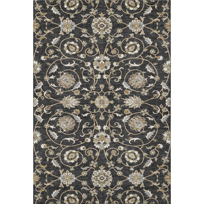10' X 14' Moroccan Washable Area Rug With UV Protection (686801) - Black / Ivory / Gray