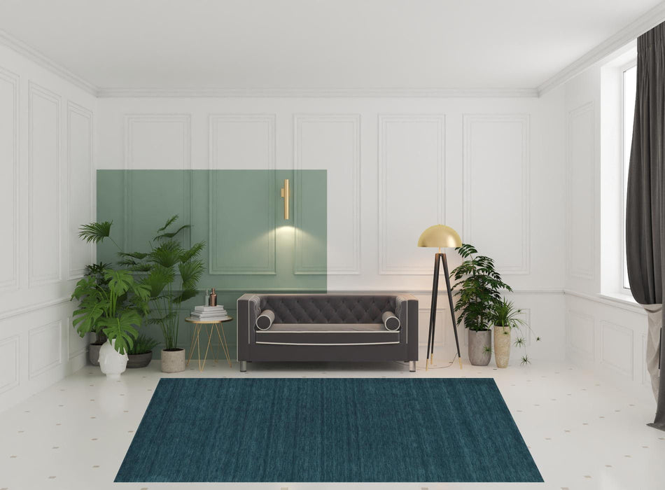 8' x 11' Wool Hand Woven Stain Resistant Area Rug - Blue And Green