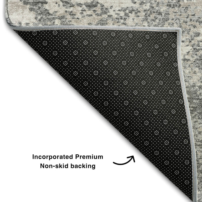 10' X 14' Abstract Washable Area Rug With UV Protection (680651) - Gray / Silver