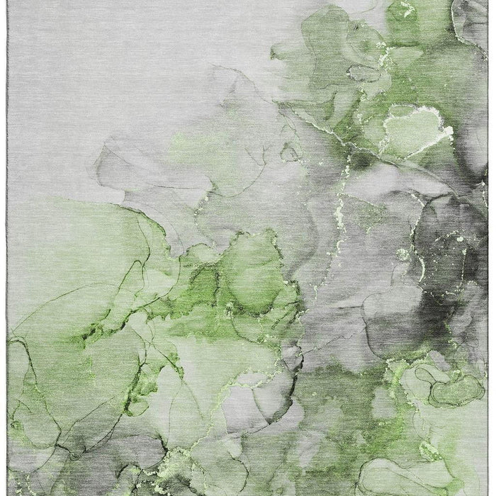 10' X 14' Abstract Washable Area Rug With UV Protection (647302) - Green / Gray / Ivory