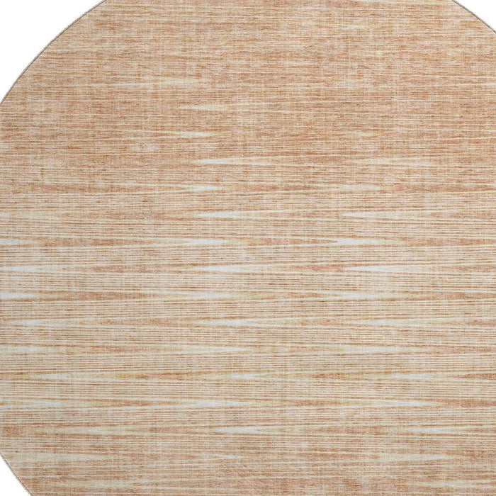 8' Abstract Washable Round Rug With UV Protection - Salmon And Ivory