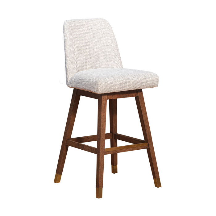 Solid Wood Swivel Bar Height Bar Chair - Beige And Brown