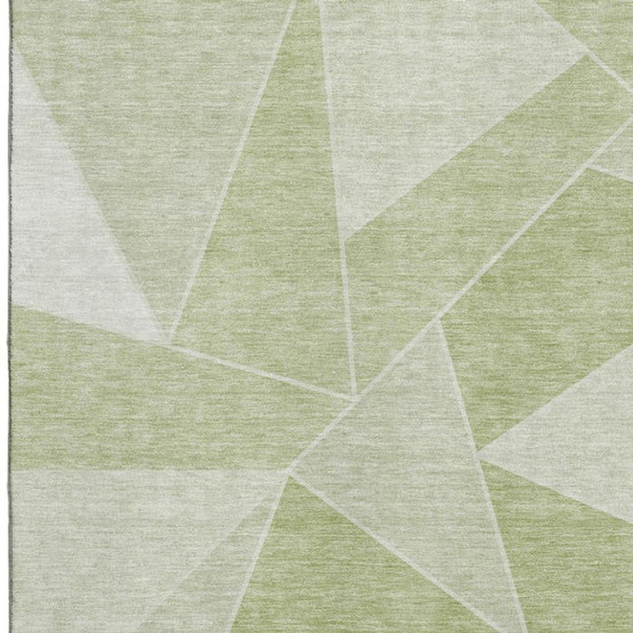 10' X 14' Geometric Washable Area Rug With UV Protection (653278) - Artichoke Green / Ivory