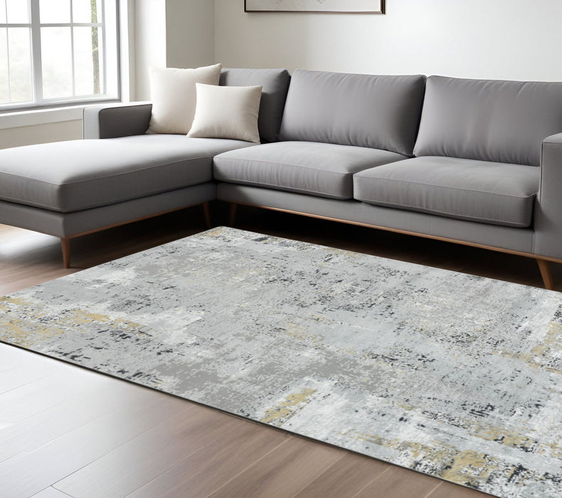 12' X 9' Contemporary Abstract Area Rug - Gray / Ivory