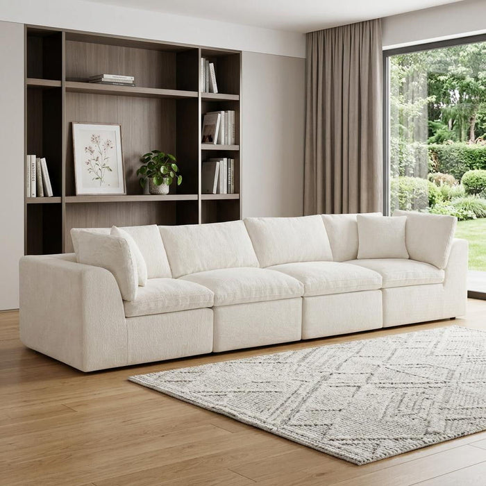 Chenille Modular Sofa Chaise With Toss Pillows (725204) - Beige