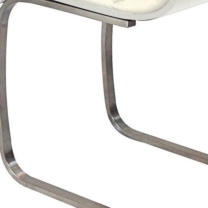 Upholstered Dining Side Chairs (Set of 2) - White / Silver