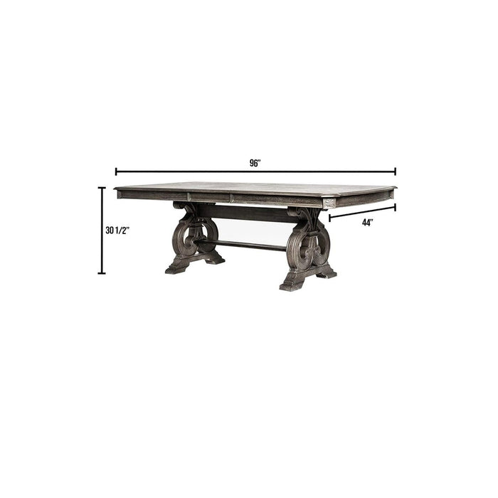 Dining Table With Expandable Leaf And Trestle Base Dining Room - Natural / Rustic