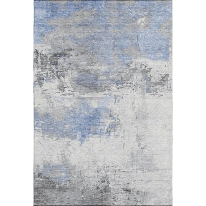 10' X 14' Abstract Washable Area Rug With UV Protection (697170) - Denim Blue / Gray / Ivory