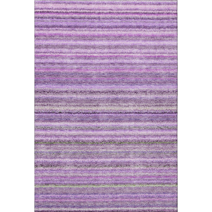 10' X 14' Striped Washable Area Rug With UV Protection (650812) - Purple / Gray
