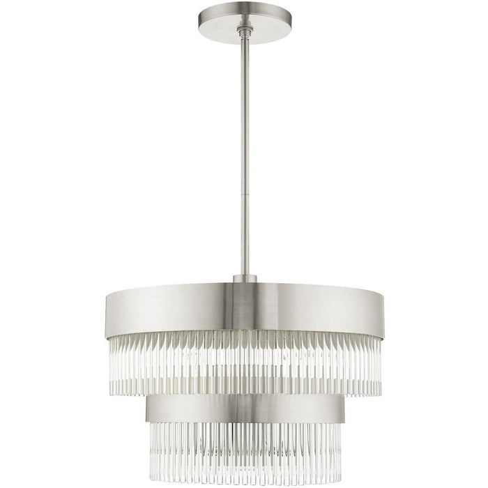 23" Five Light Dimmable Chandelier With Shades - Nickel