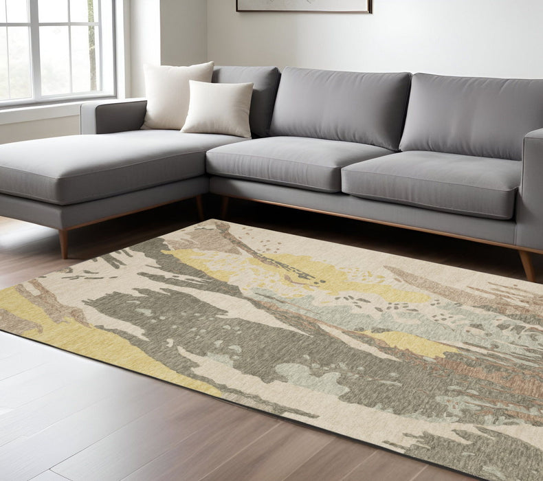 8' X 10' Wool Abstract Hand Tufted Area Rug - Beige And Yellow