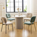 Modern 5-piece Giga dining set with bamboo table and turquoise chairs with metal legs, space-saving design in white.
