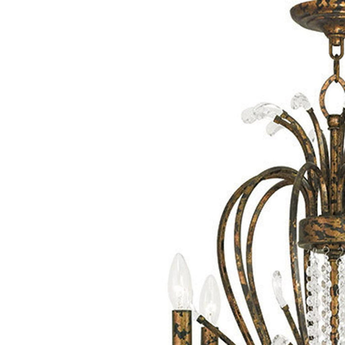 Multi Light Metal Dimmable Chandelier With Shades - Bronze / Clear