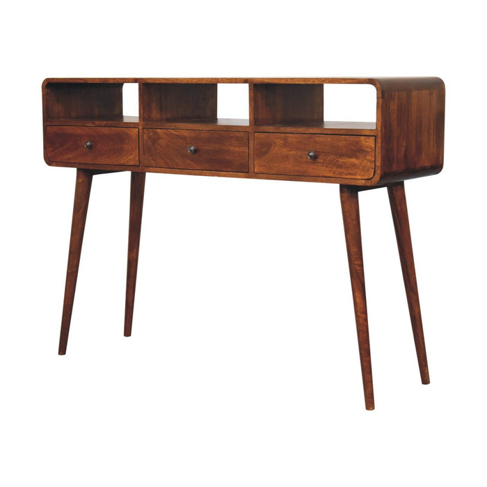 Solid Wood Solid Console Table With Shelf With Drawer (723398) - Brown