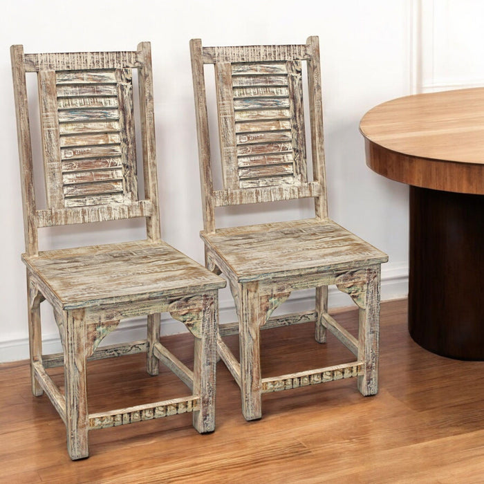 Wood Slat Back Dining Side Chairs (Set of 2) - Light Brown