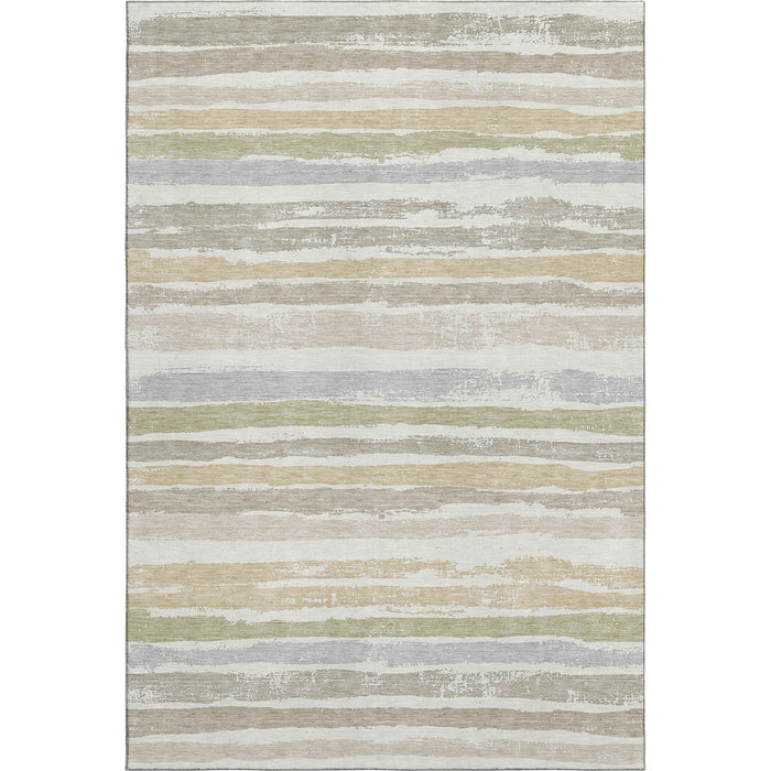 10' X 14' Striped Washable Area Rug With UV Protection (680025) - Ivory / Beige / Taupe